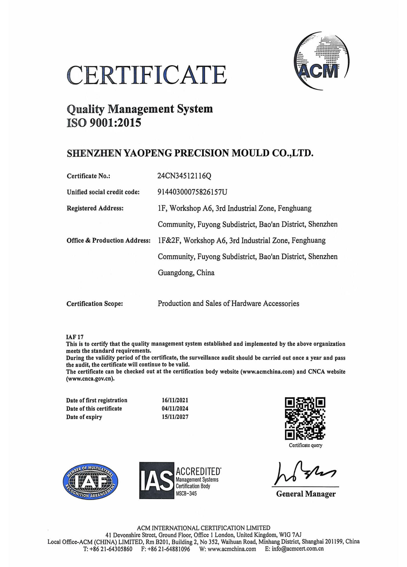 Quality Management System ISO 9001 2015